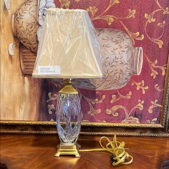 Waterford Crystal Finn Versailles Brass Table Lamp Authentic Waterford Shade - Picture 4 of 16